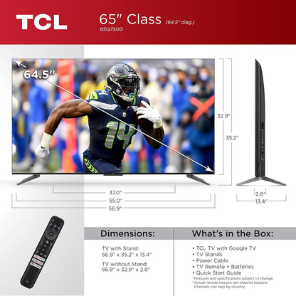 TCL 65" Q Class 4K QLED HDR Smart TV with Google TV - 65Q750G