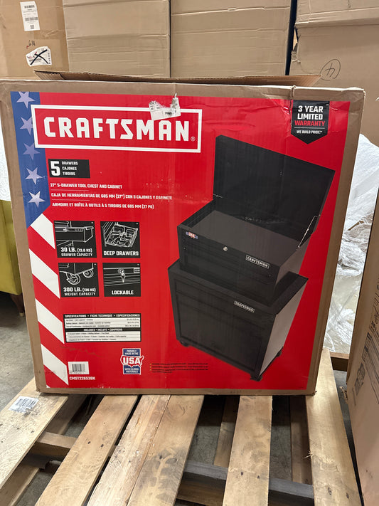 AC250012 CRAFTSMAN 1000 Series 26.5-in W x 44.25-in H 5 Ball-bearing Steel Tool Chest Combo ( Black )