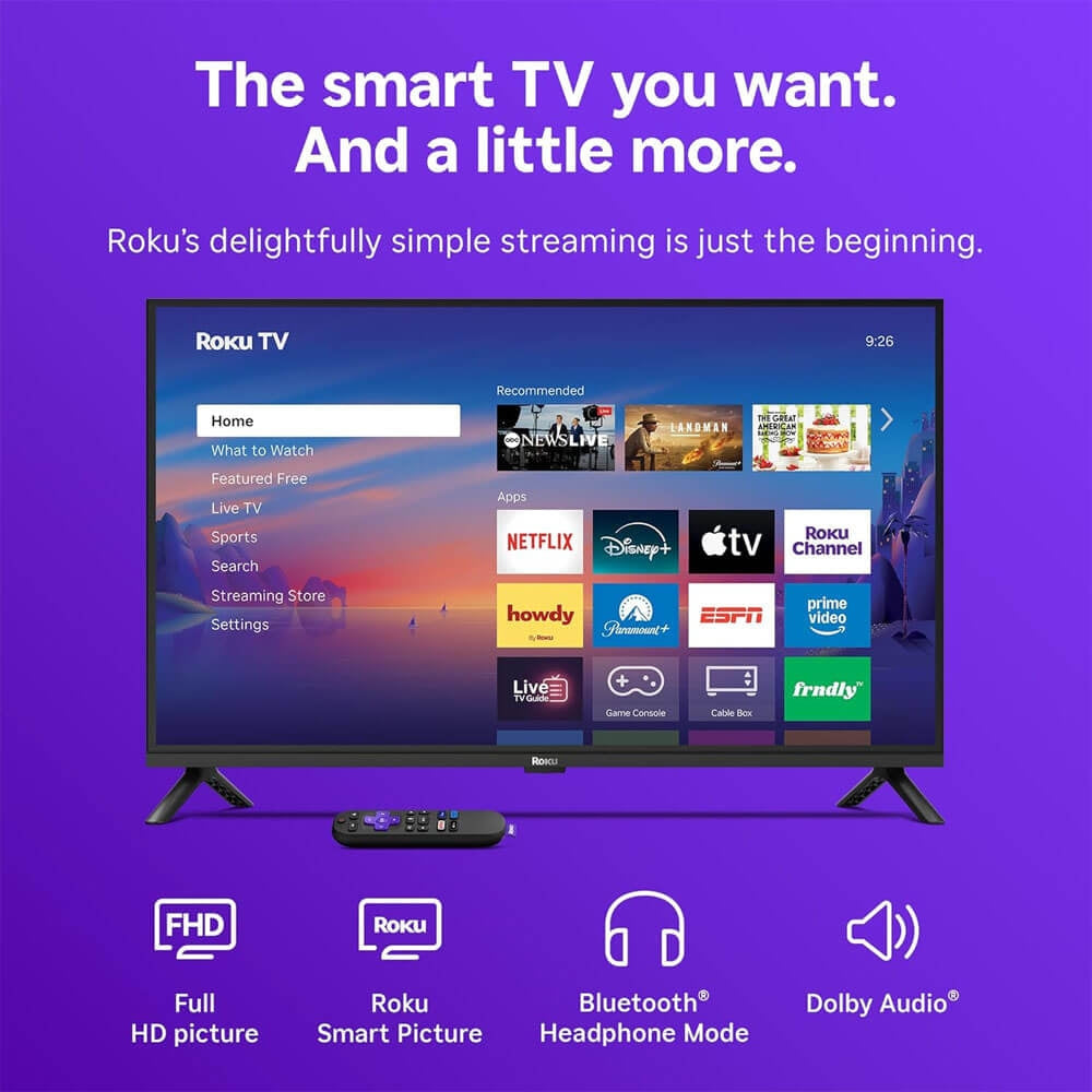 Roku 40" Class Select Series Full HD 1080p LED Smart Roku TV, HDMI ARC, Wi-Fi 4 & Bluetooth 5.2 - 2026