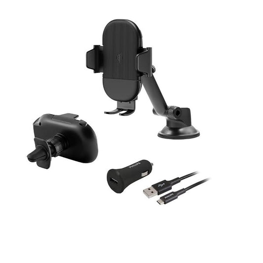 Philips 3-in-1 Car Charging Kit Black, 15W Qi-enabled mounting cradle DLP6543CC37