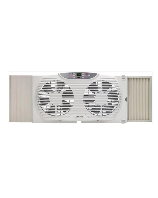AC250207 Lasko Electrically Reversible Twin Window Fan with Remote Control, W09550