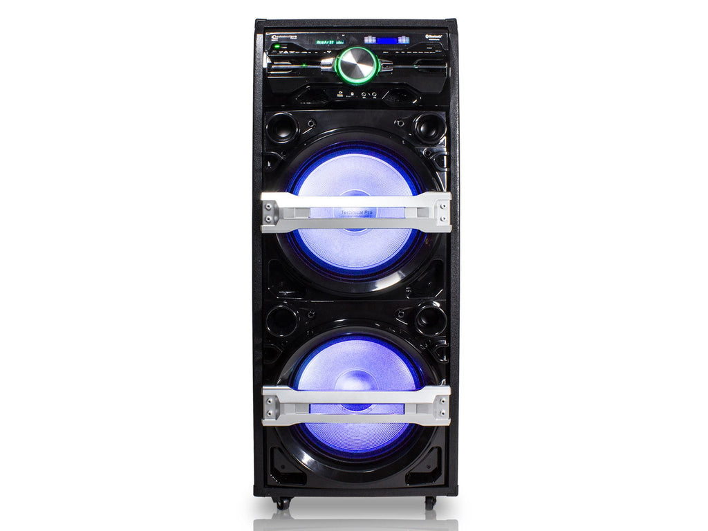 Technical Pro Professional Dual 15" Entertainment Center with Bluetooth and Built-in DVD Player XTIGER-R