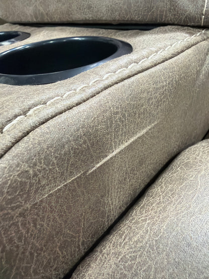 AH101 Stoneland Reclining Power Loveseat with Console(Missing charger. Has a small cut)