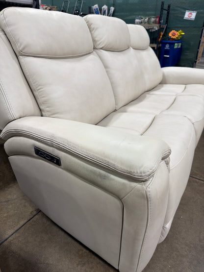 CS260019 Sanders Leather Power Reclining Sofa with Power Headrests(Missing power cord/Dirty)