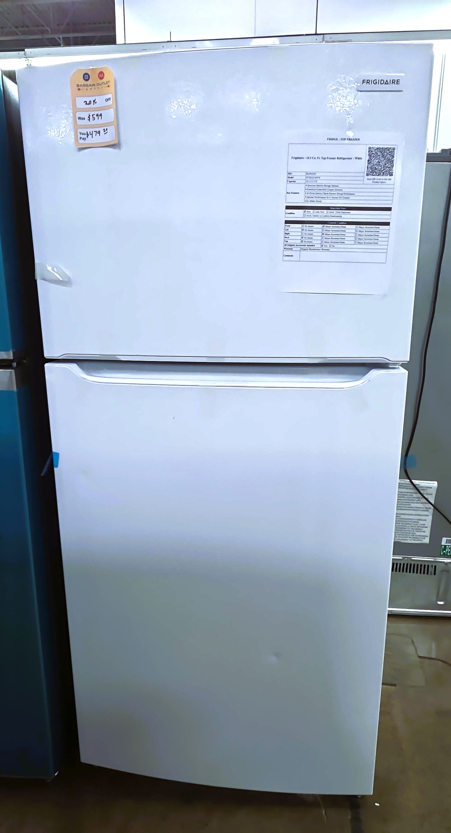 Frigidaire - 18.3 Cu. Ft. Top Freezer Refrigerator - White  - FFTR1814WW- SN BA43015424