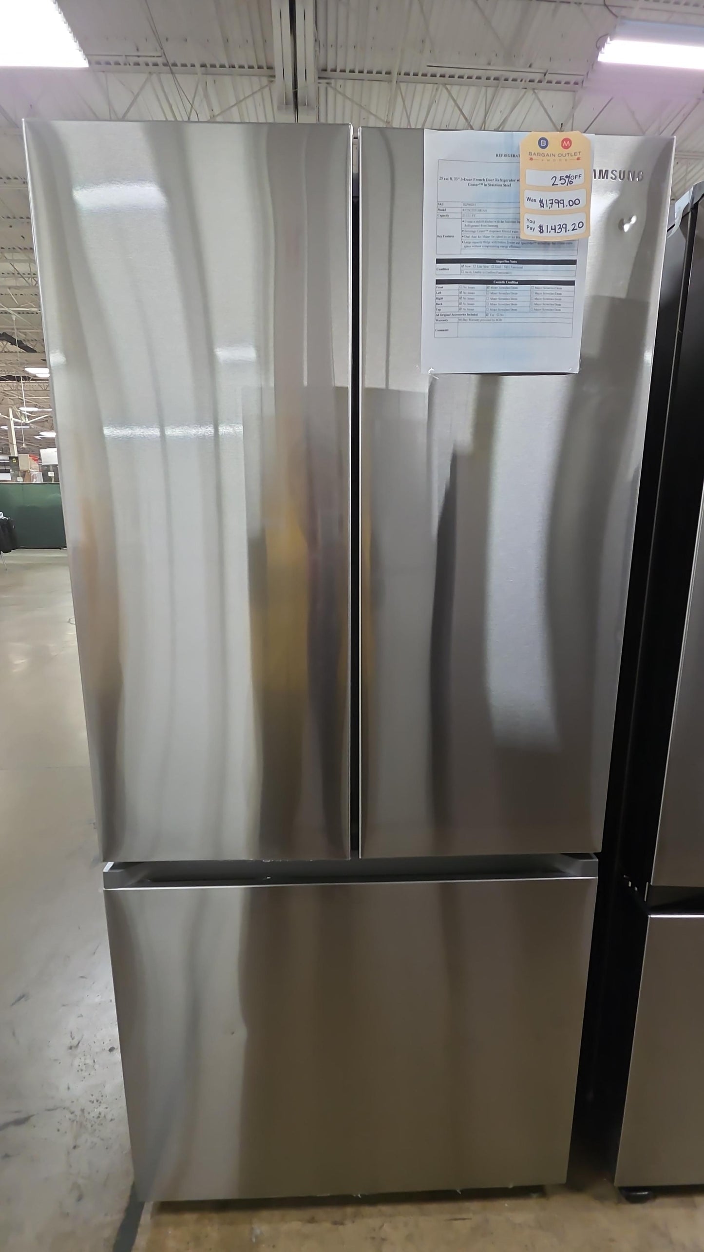 Samsung - 25 cu. ft. 33" 3-Door French Door Refrigerator - Stainless steel - RF25C5551SR/AA (0BRC4BAXA01746Z)