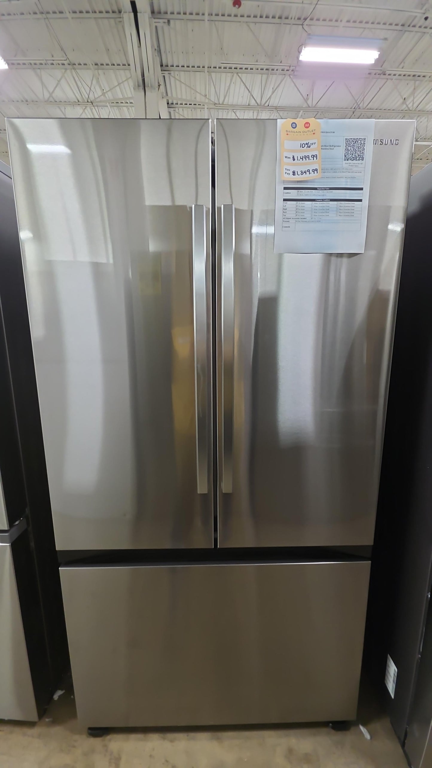 Samsung - 32 cu. ft. 3-Door French Door Smart Refrigerator with Dual Auto Ice Maker - Stainless Steel - RF32CG5100SRAA (0BXF4BCX501846D)