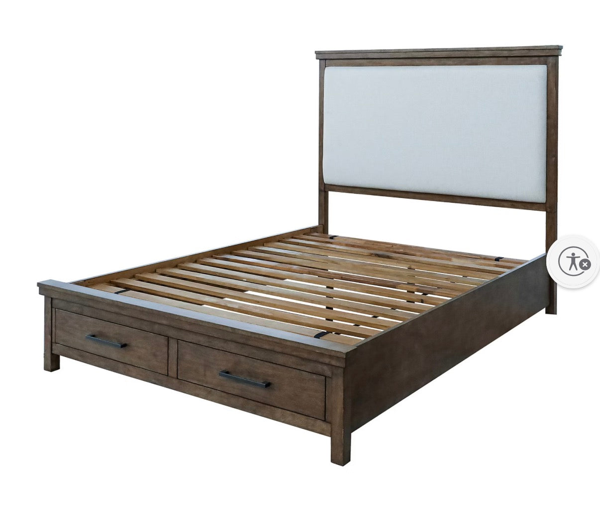 BJF250313 Ludlow Storage Queen Bed - Brown with Off-White Upholstery
