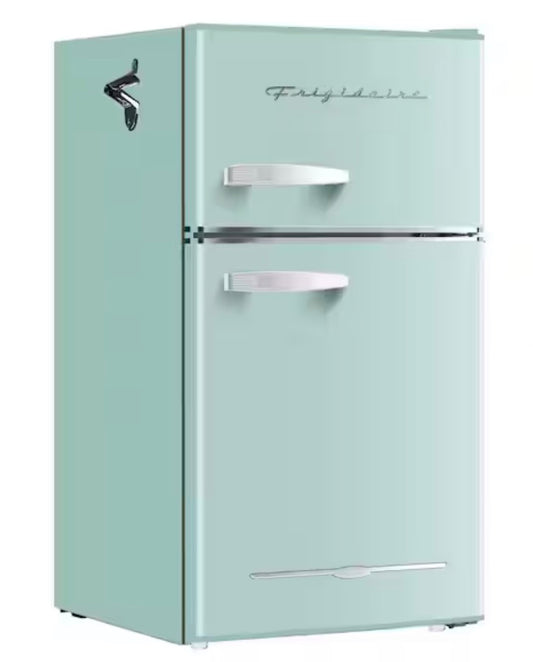 AC260295 Frigidaire 3.1 cu. ft. 2-Door Retro Mini Fridge with Freezer in Mint Green EFR840 (minor dent)