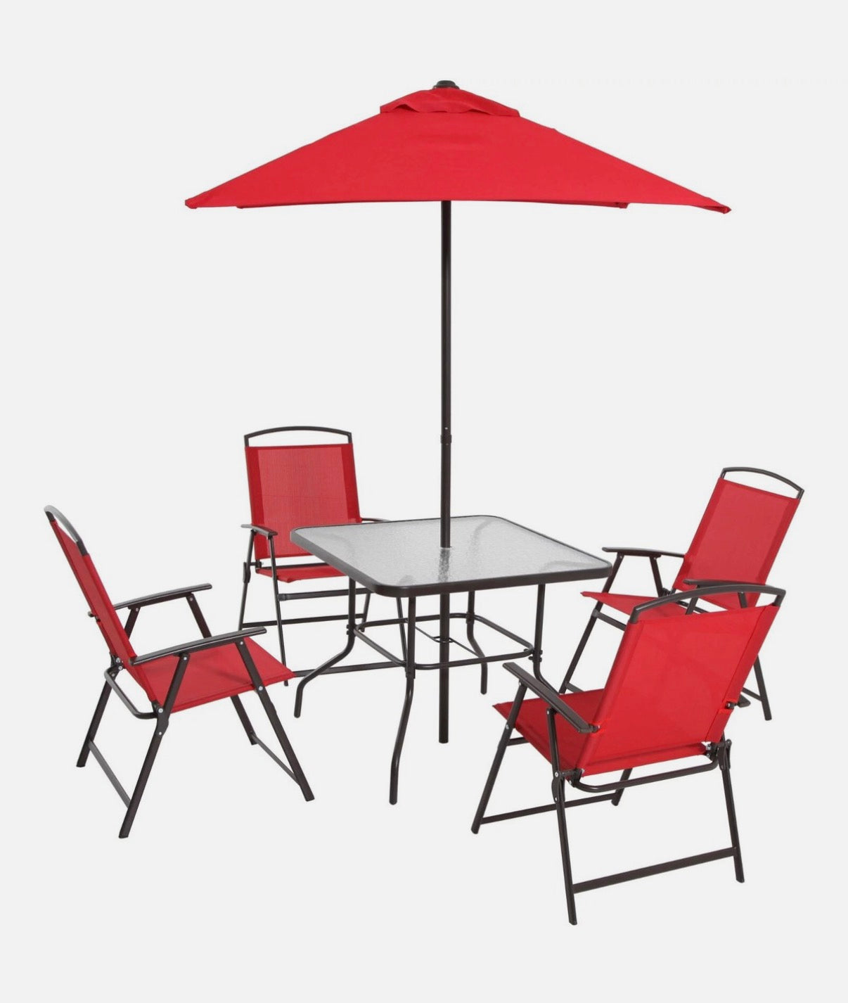 BJF250464 Mainstays Albany Lane 6-Piece Outdoor Patio Dining Set - Red