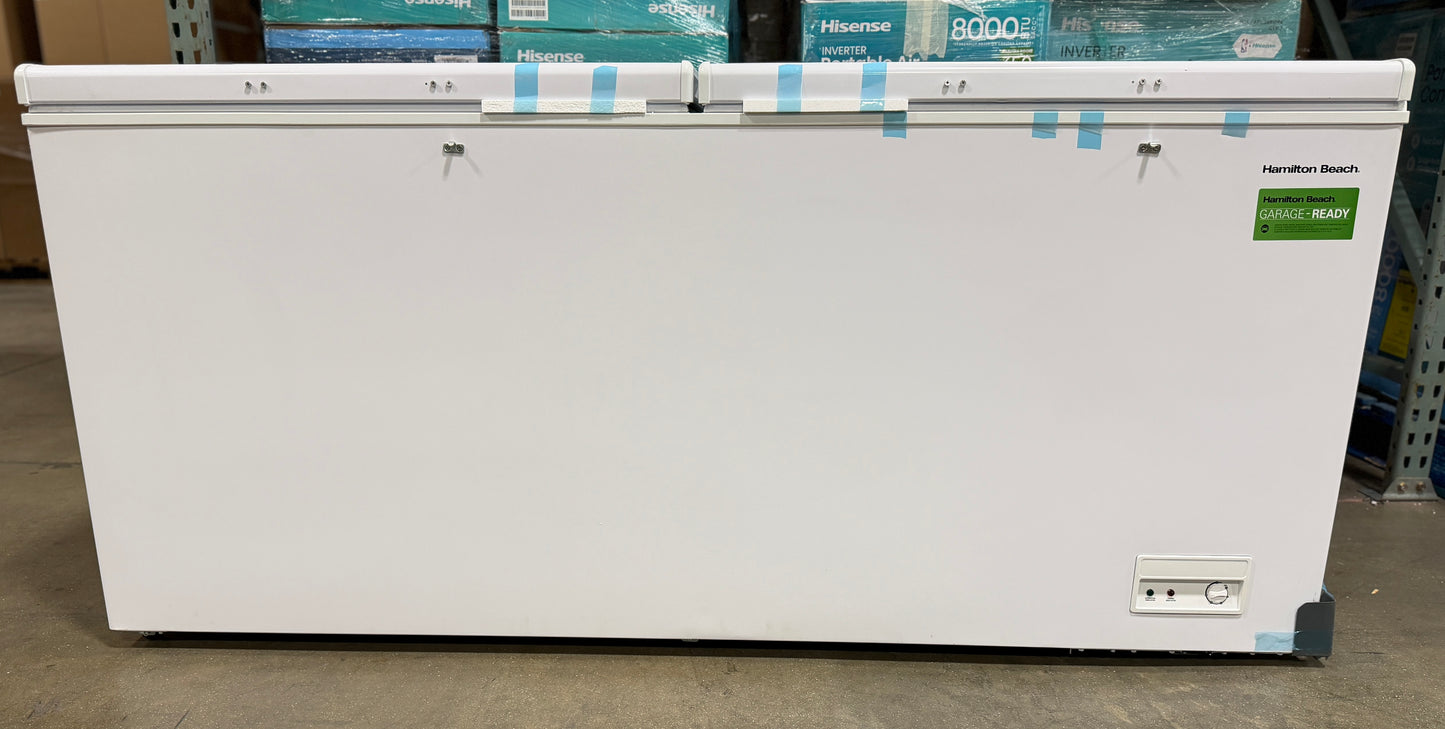 AC250820 Hamilton Beach 79 in. Wide 25 cu.ft. Freezer Manual Defrost Dual Door Chest Freezer in White