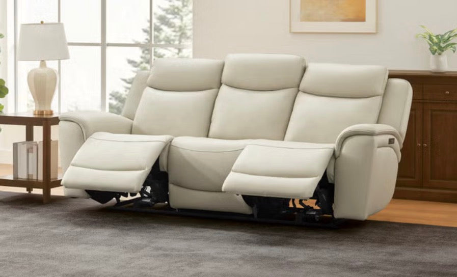 CS260057 Sanders Leather Power Reclining Sofa with Power Headrests(left side not working, Slight cut on the back)