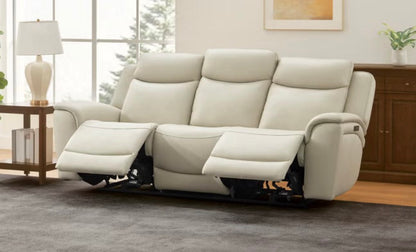 CS260057 Sanders Leather Power Reclining Sofa with Power Headrests(left side not working, Slight cut on the back)
