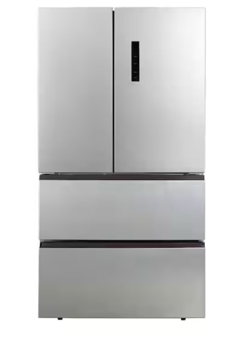 AC260412 Hamilton Beach 17.9 cu. ft. Countertop Depth Side-by-Side 4-French Door Refrigerator - HZ4051 (back-major dent)