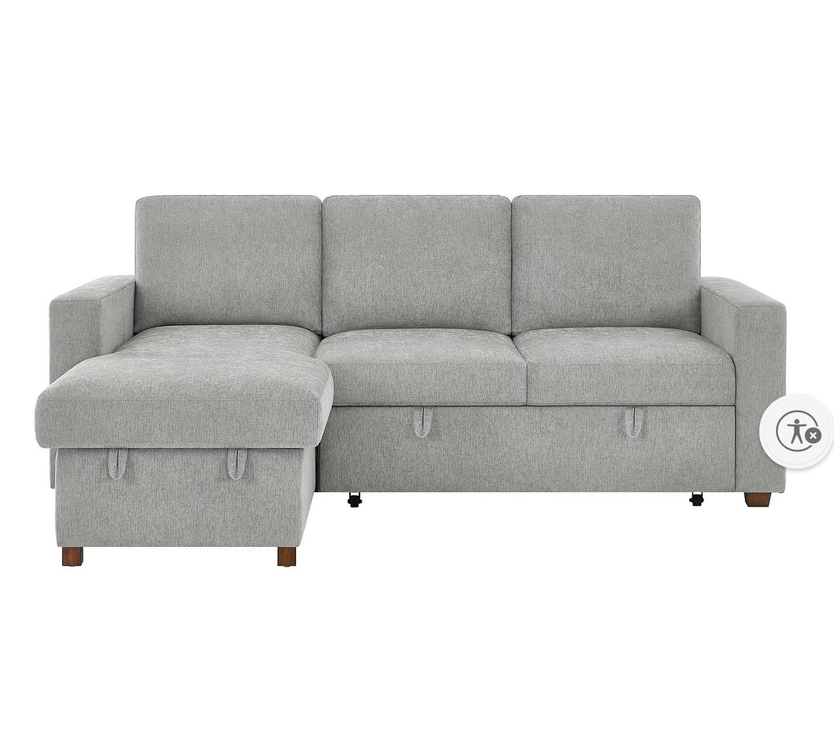 BJF250345 True Innovations 2-Pc. Convertible Sofa with Storage Chaise - Gray