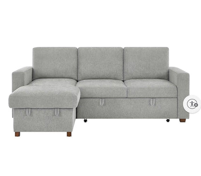 BJF250345 True Innovations 2-Pc. Convertible Sofa with Storage Chaise - Gray