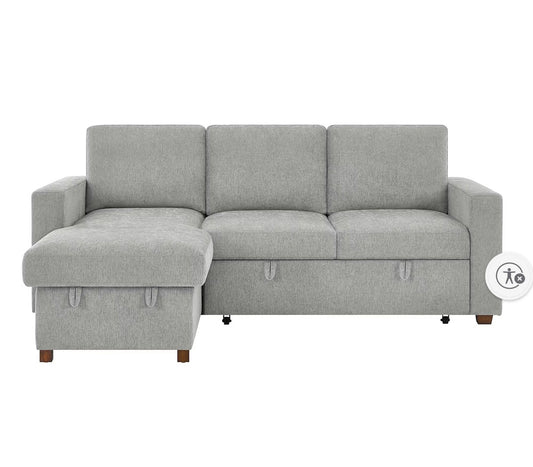 BJF250345 True Innovations 2-Pc. Convertible Sofa with Storage Chaise - Gray