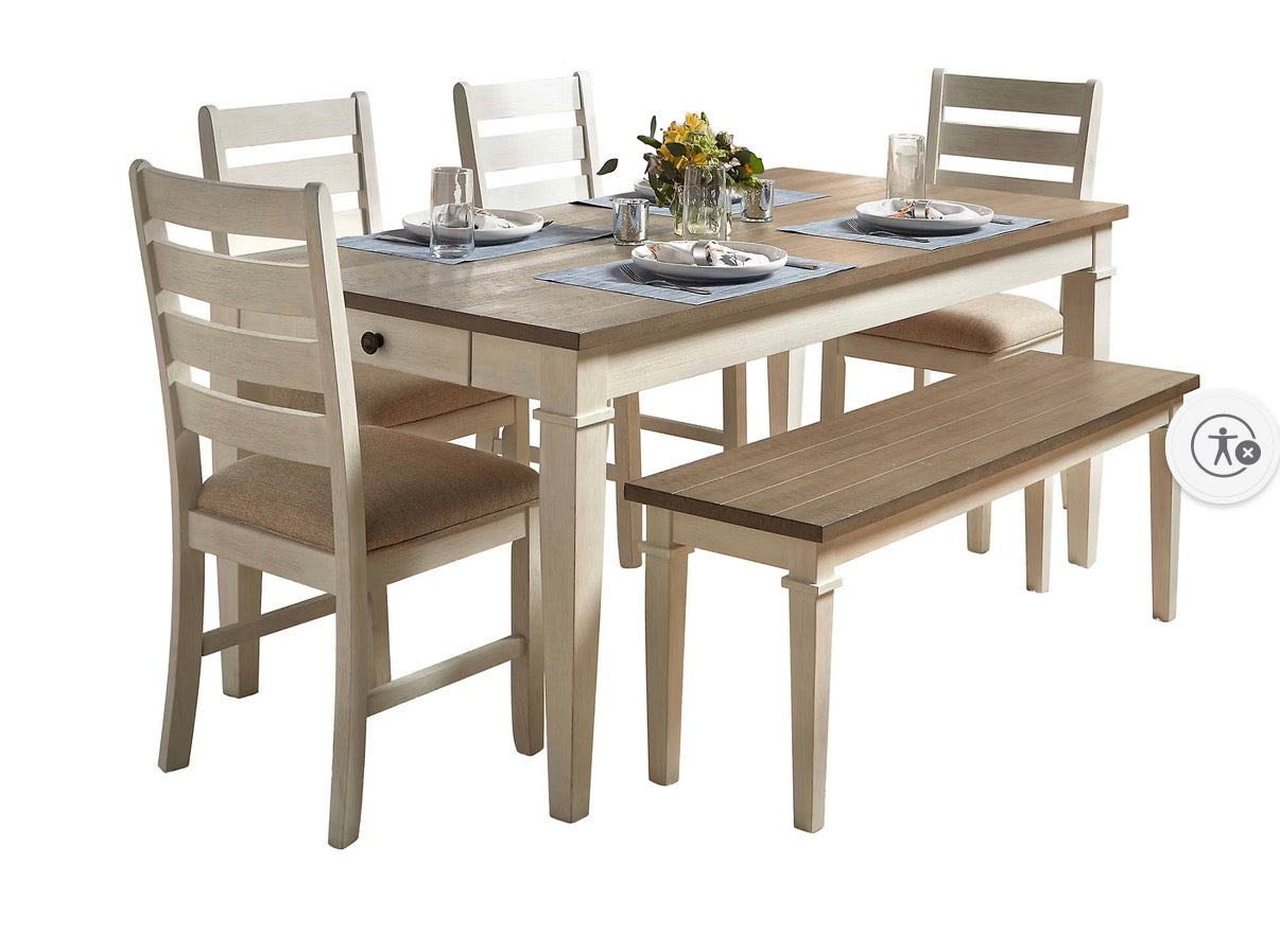 BJF250400 Berkley Jensen Perry 5 Pc. Dining Set - White(Bench Not Included)
