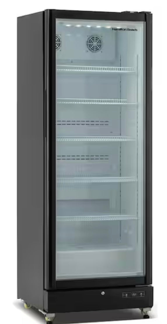 AC260281 Hamilton Beach 17 cu. ft. Commercial Glass Door Refrigerator in Black - HBCBC1710(Back- Major Dent)