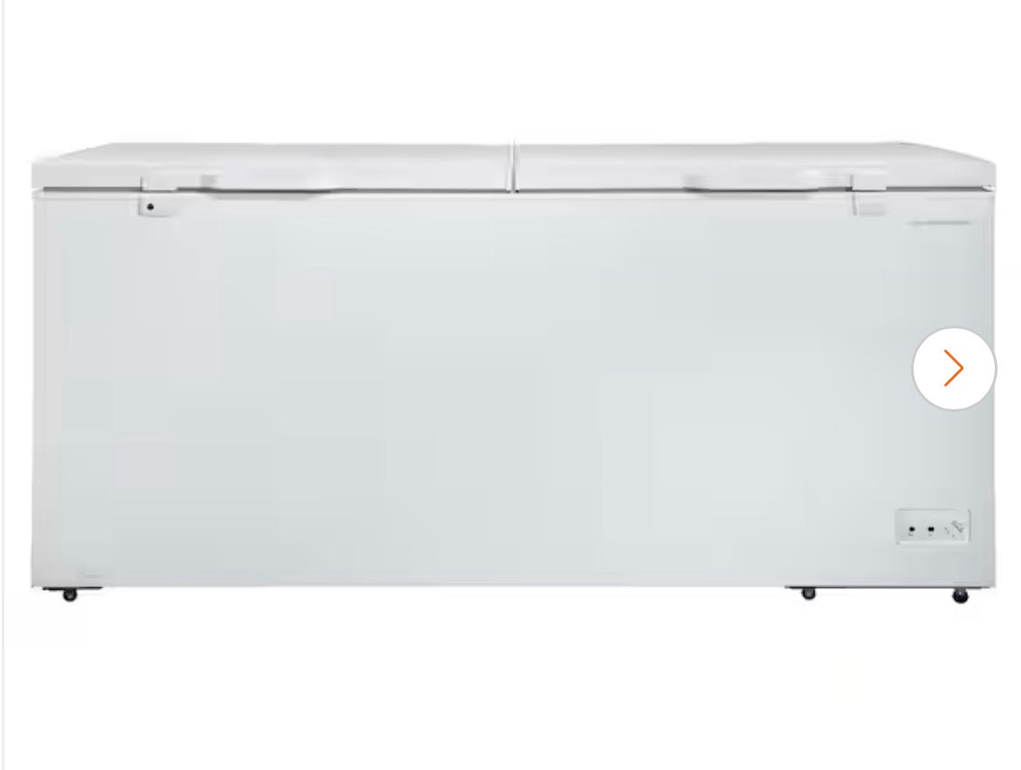 AC260296 Hamilton Beach 79.1 in. 21.0 cu. ft. Manual Defrost Chest Freezer in White - HZ9212 (minor dent)