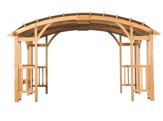 BJF250424 Berkley Jensen 14' x 10' Cedar Wood with Fabric Top Pergola