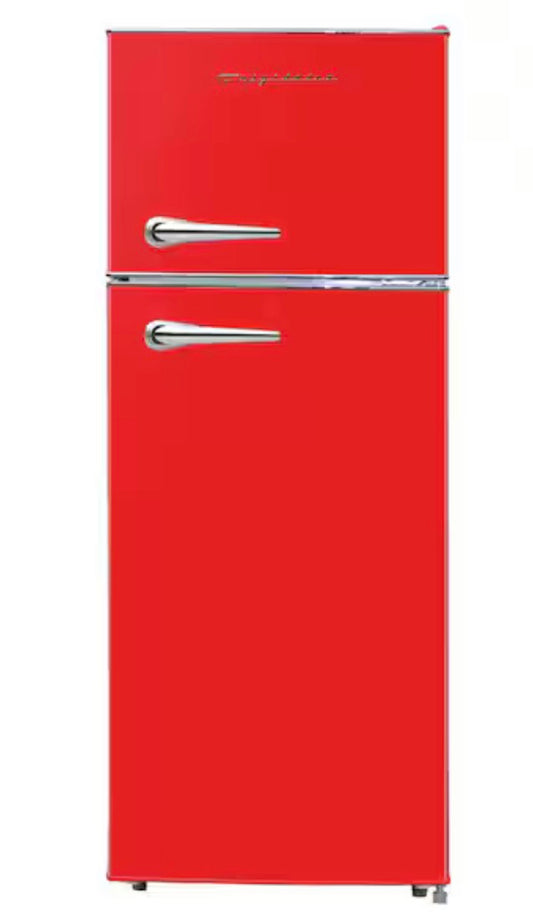 AC260219 EFR786 Frigidaire Retro Apartment Size Refrigerator with Top Freezer - 2 Door Fridge with 7.5 Cu Ft of Storage Capacity, Adjustable Spill-Proof Shelves, Door & Crisper Bins, Red