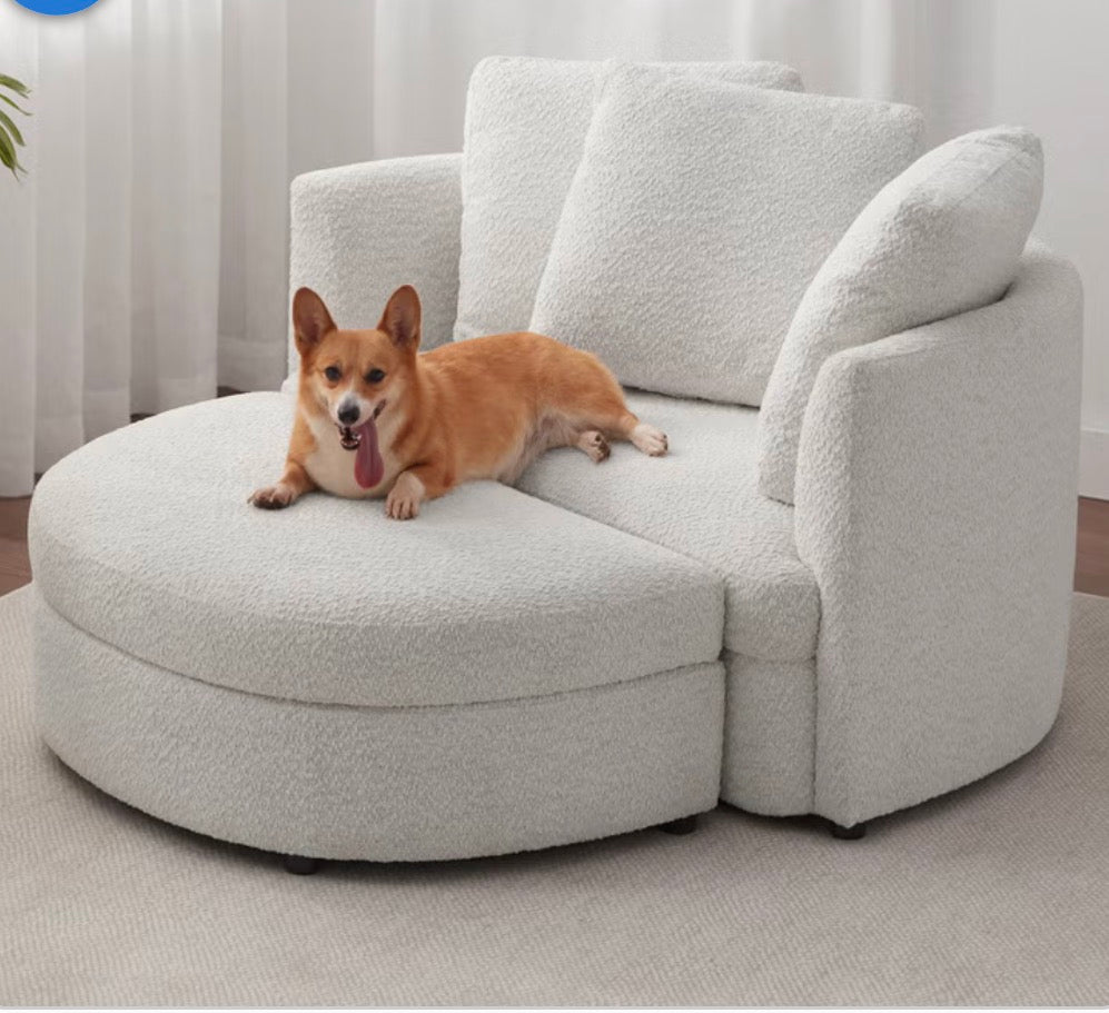 CS260062 Holley Oversized Fabric Accent Chair with Storage Ottoman