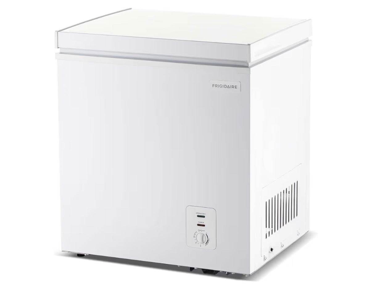 AC260116 Frigidaire Chest Deep Freezer, 2.0 Cu. Ft. Capacity, Adjustable Thermostat-Removable Vinyl Coated Wire Basket-Easy Defrost Drain- Garage Ready- Pearl White