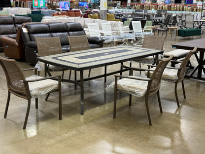 BJF250121 Berkley Jensen Oak Crest 7-Pc. Outdoor Metal Dining Set