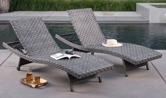CS260014 SunVilla Julia Woven Chaise Lounge 2-pack(Damaged wicker)