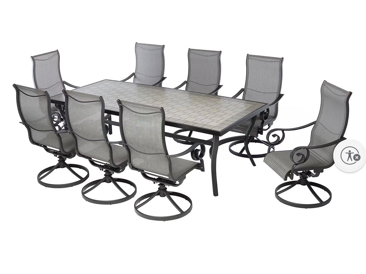 BJF250375 Berkley Jensen Belmar 9-Pc. Aluminum Sling Outdoor Dining Set