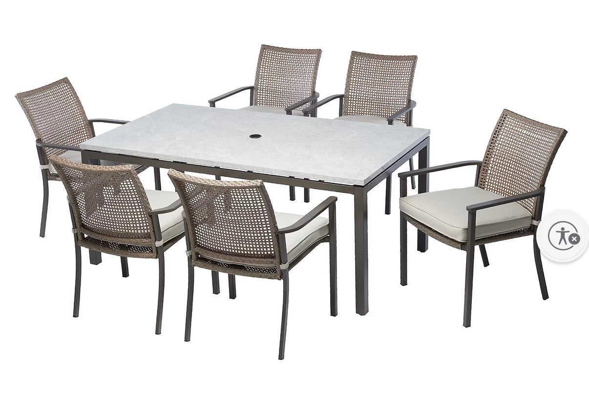 BJF250295 Berkley Jensen Oak Crest 7-Pc. Outdoor Metal Dining Set