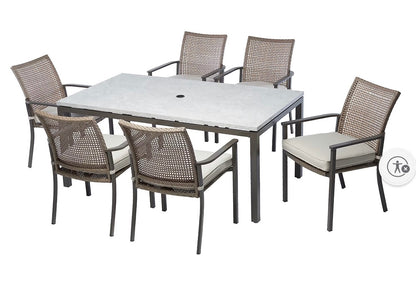 BJF250295 Berkley Jensen Oak Crest 7-Pc. Outdoor Metal Dining Set