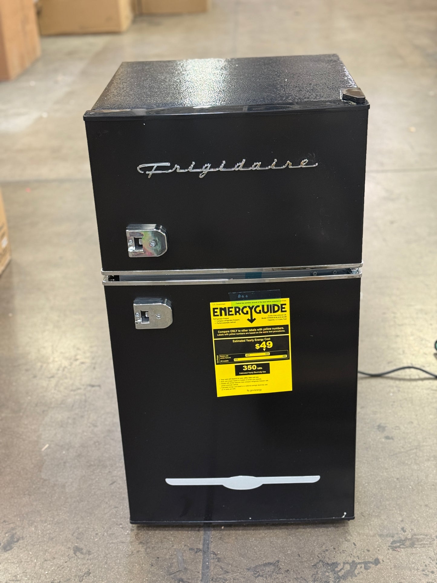 AC250238 Frigidaire 3.2 cu ft 2 Door Retro Fridge with Side Bottle Opener Black: EFR840