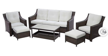 BJF250433 Berkley Jensen Watch Hill 6-Pc. Outdoor Aluminum Patio Conversation Set (Small Ottoman – Minor Cosmetic Flaw)