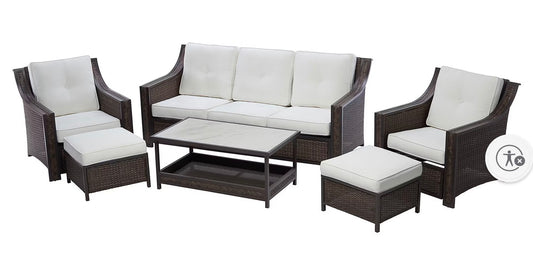 BJF250440 Berkley Jensen Watch Hill 6-Pc. Outdoor Aluminum Patio Conversation Set (Minor Cosmetic Flaw)