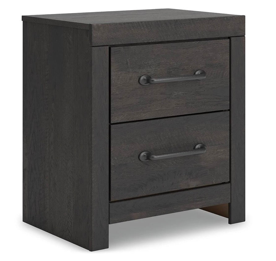 AH197 Delmorta 22" 2 Drawer Charging Nightstand(Damaged)-only 1pc