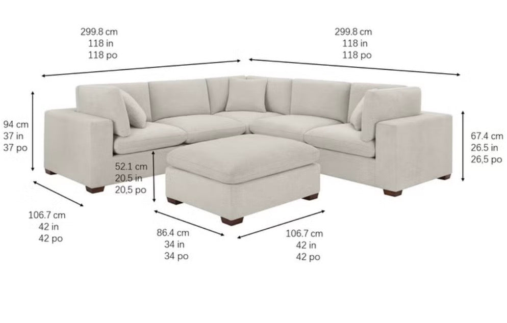 CS260074 Thomasville Lowell 6-piece Modular Sectional(a little dirty)