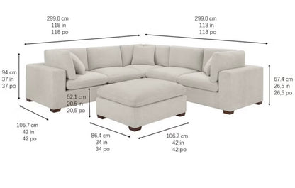 CS260074 Thomasville Lowell 6-piece Modular Sectional(a little dirty)