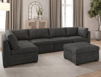 CS260051 Thomasville Tisdale Modular Sectional 6-piece Dark Gray with Storage Ottoman