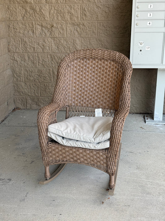AC250259 Living Accent Palmaro Tan Wicker Frame Rocking Chair