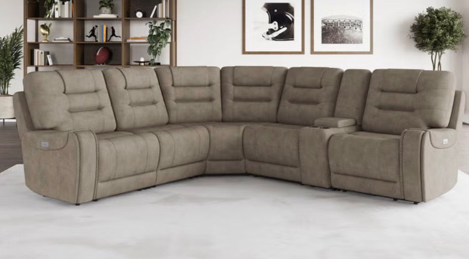 CS260023 Carmelo Fabric Power Reclining Sectional with Power Headrests (some mechanical issues)