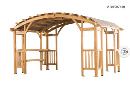 BJF250424 Berkley Jensen 14' x 10' Cedar Wood with Fabric Top Pergola