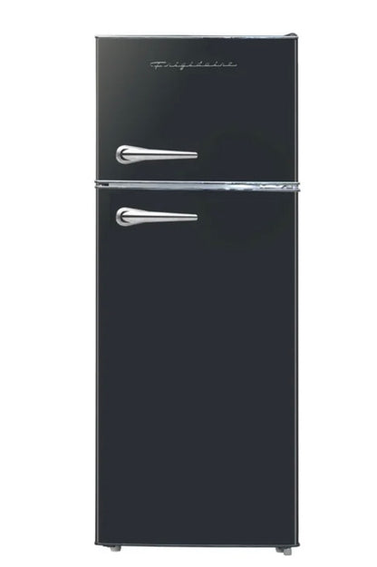 AC260221 EFR786 Frigidaire Retro Apartment Size Refrigerator with Top Freezer - 2 Door Fridge with 7.5 Cu Ft of Storage Capacity, Adjustable Spill-Proof Shelves, Door & Crisper Bins, Black - Dented