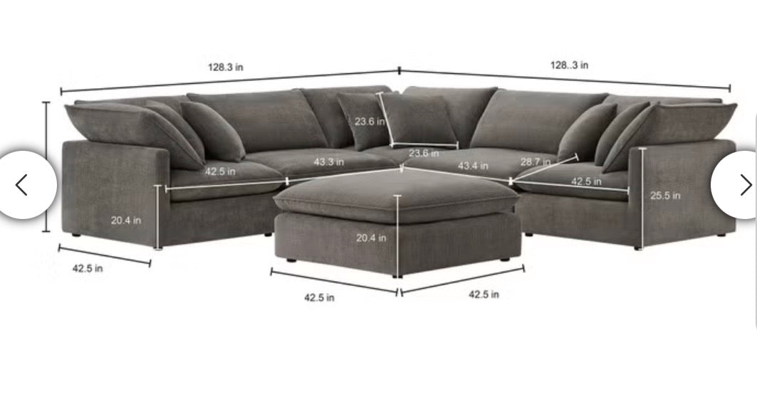 CS260052 Mira 6-piece Fabric Modular Sectional