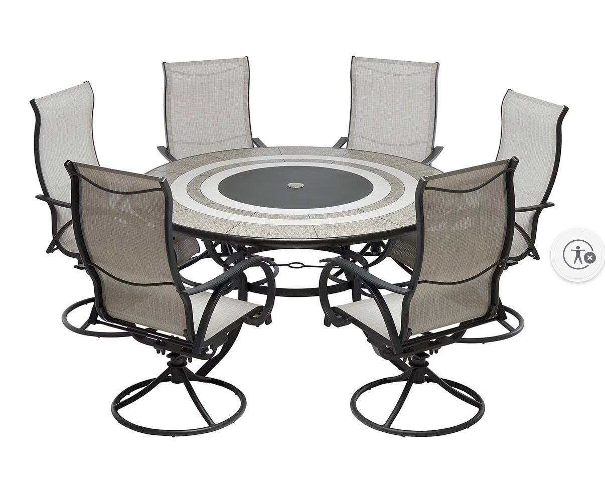BJF250394 Berkley Jensen Stoneacre 7-Pc. Aluminum Sling Outdoor Dining Set