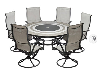 BJF250146 Berkley Jensen Stoneacre 7-Pc. Aluminum Sling Outdoor Dining Set + (table(04/24/2026))