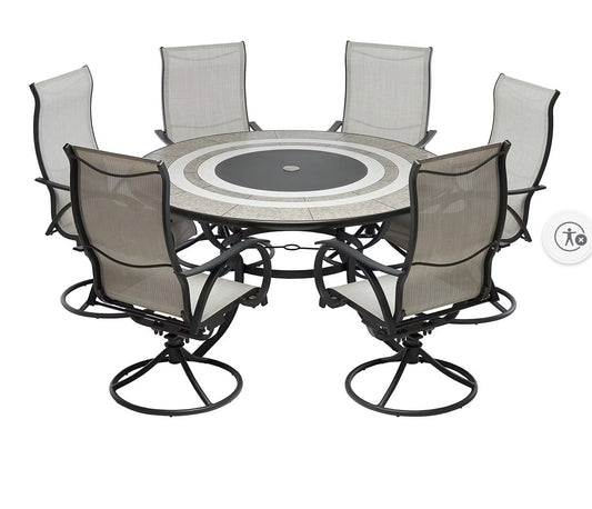 BJF250146 Berkley Jensen Stoneacre 7-Pc. Aluminum Sling Outdoor Dining Set + (table(04/24/2026))