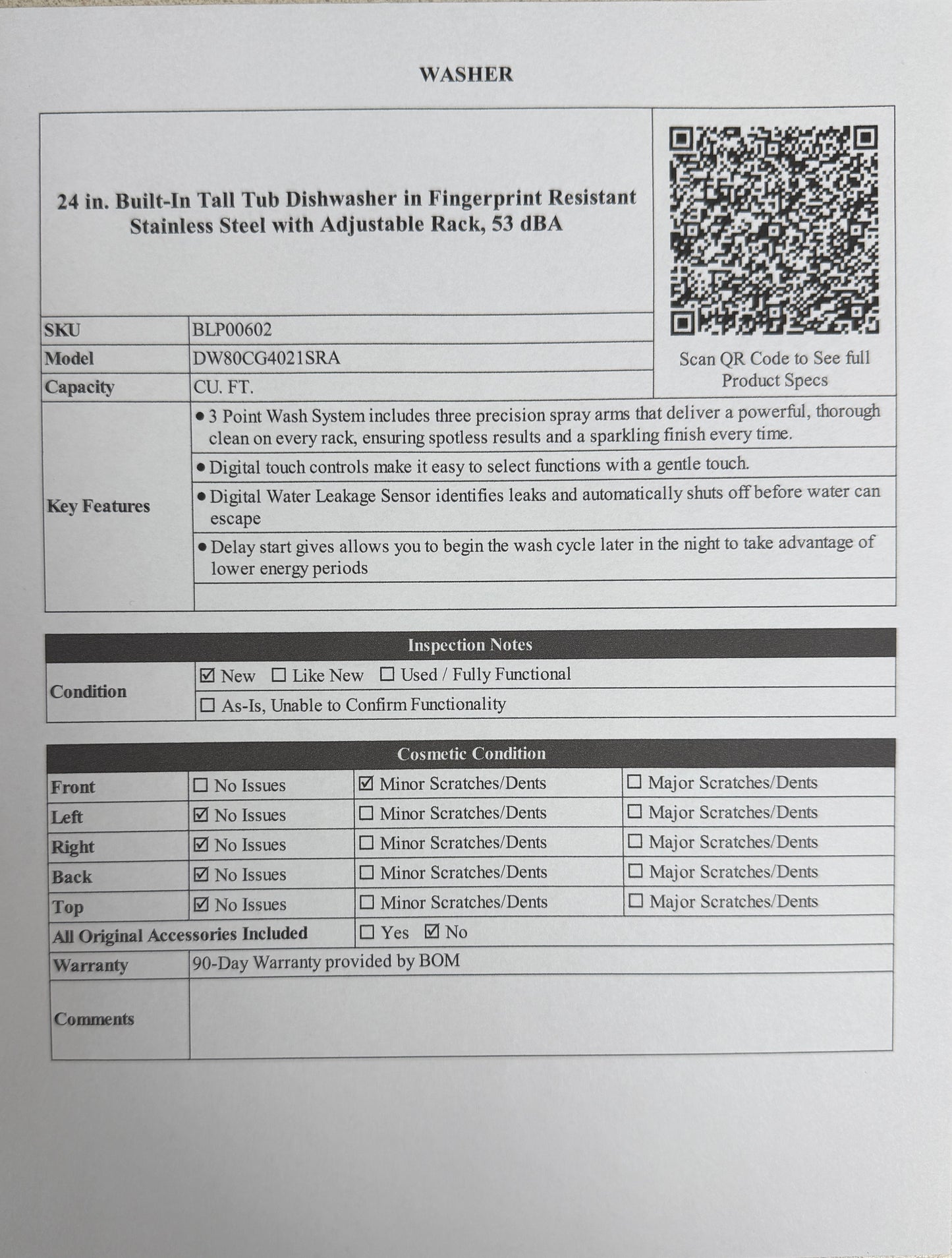 BLP00602 - Samsung - 24 in. Built-In Tall Tub Dishwasher in Fingerprint Resistant Stainless Steel with Adjustable Rack, 53 dBA - DW80CG4021SRA