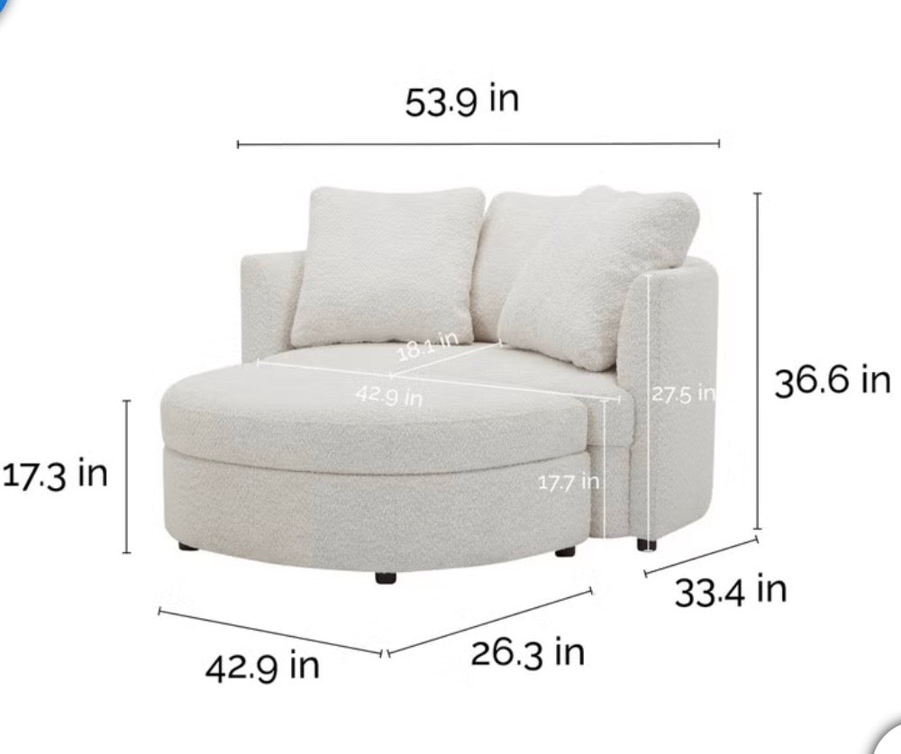 CS260062 Holley Oversized Fabric Accent Chair with Storage Ottoman